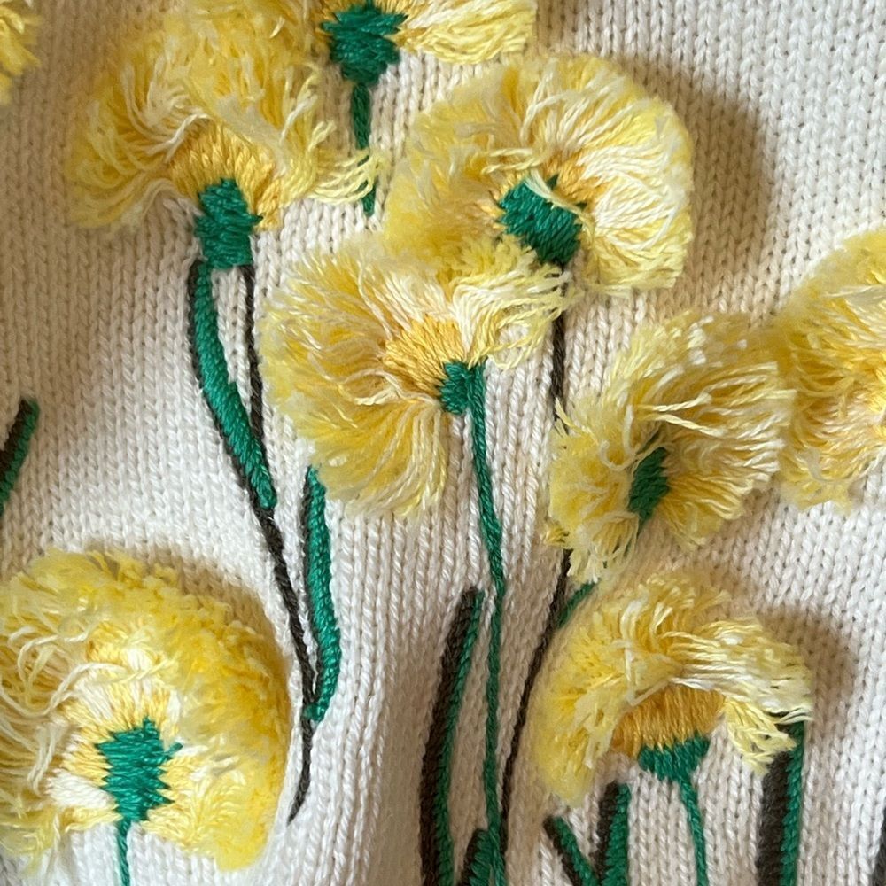 Talbots Ivory Yellow Floral Embroidered Sweater - Picture 5 of 11